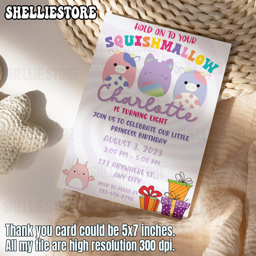 Squishmallow Birthday Invitation, Squishy Invitation,Customi - Inspire ...