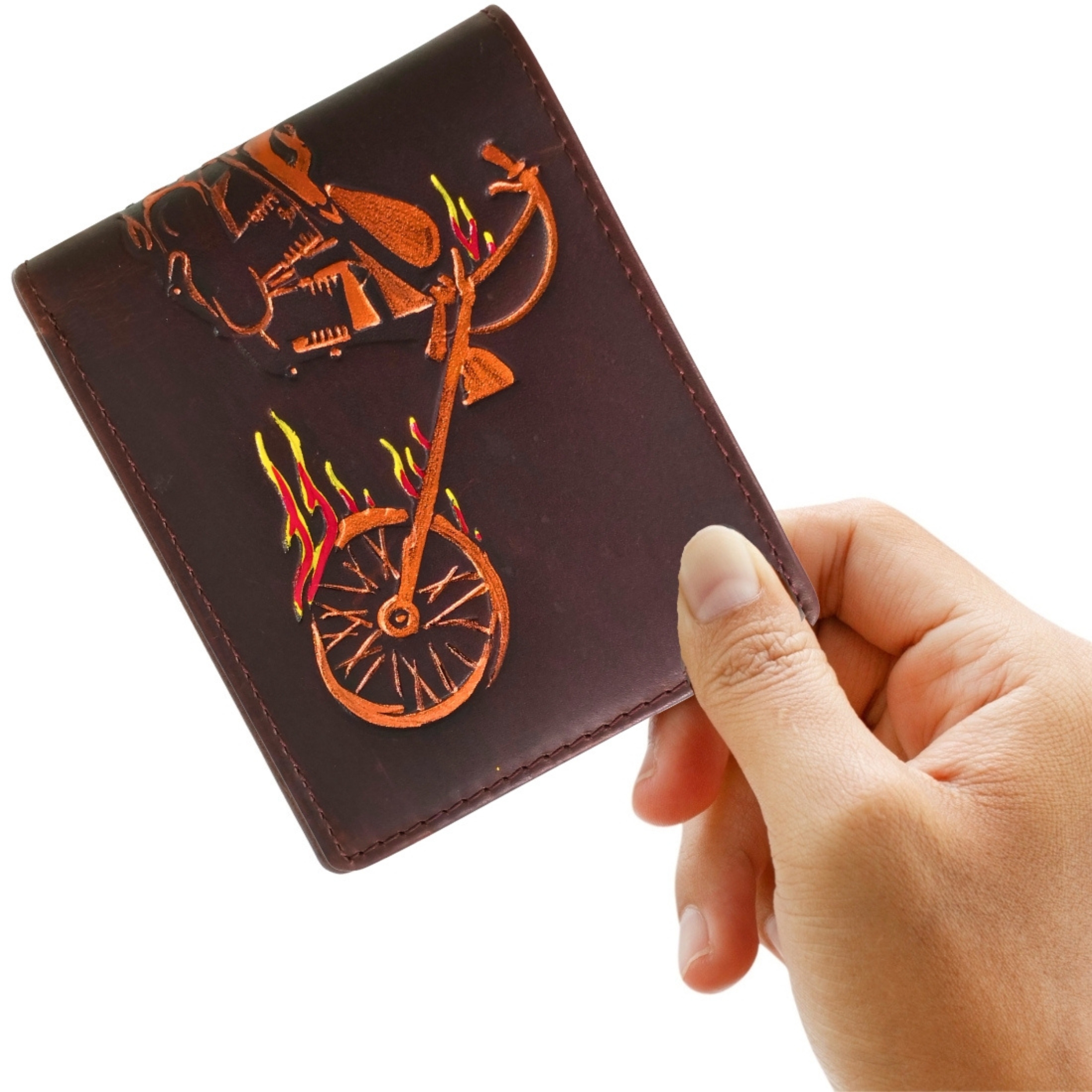 New Genuine Leather Dark Brown Color Ghost Rider Wallet - Inspire Uplift