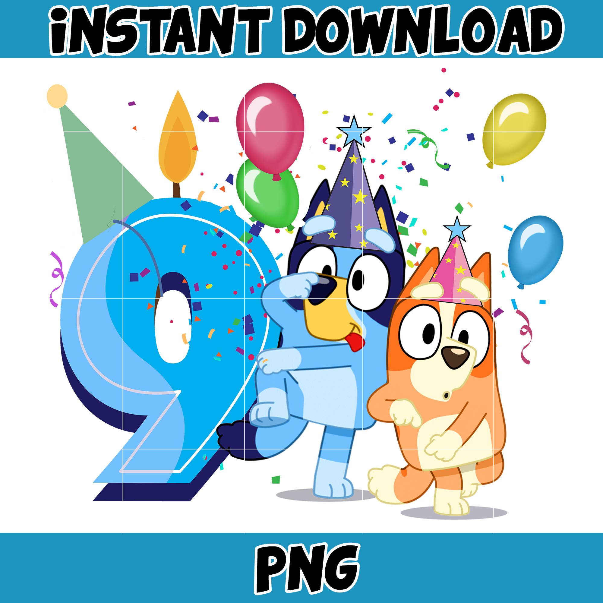 Bluey Birthday 9 Years Old PNG Download Bluey Bingo Birth Inspire 