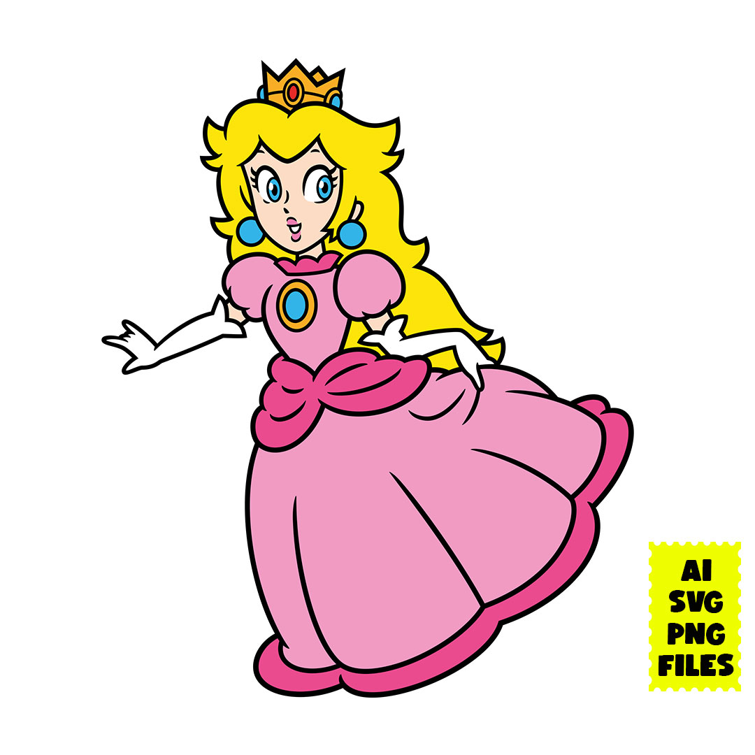 Princess Peach Svg, Princess Svg, Peach Svg, Super Mario Svg