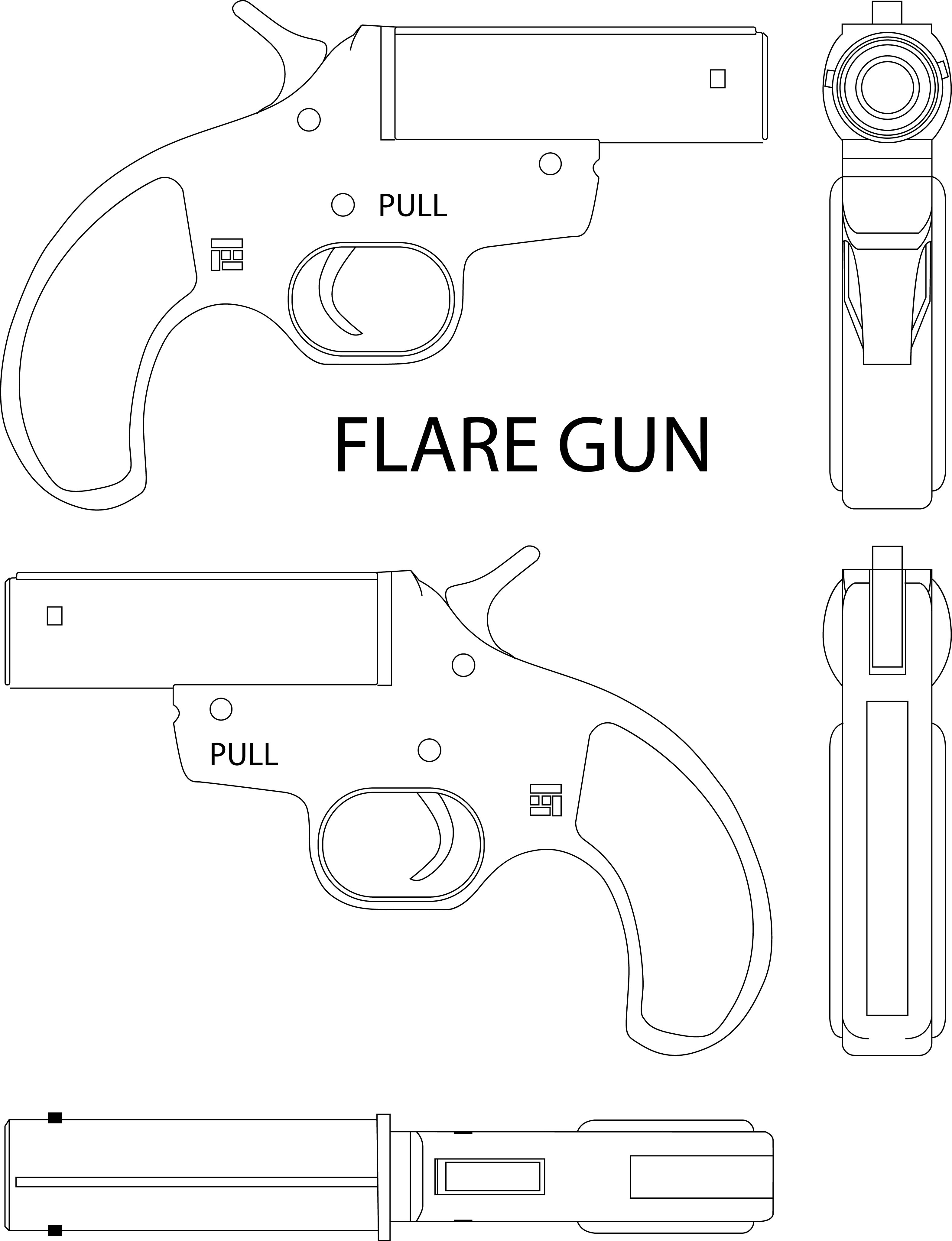 FLARE GUN LINE ART VECTOR FILE Black white vector outline or Inspire