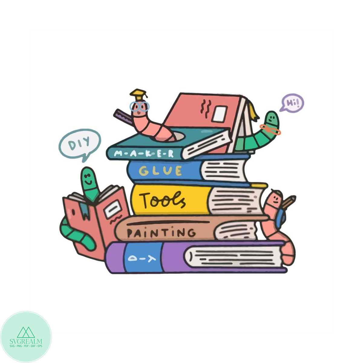 Bookworm Funny Book Lover Svg For Cricut Sublimation Files | Inspire Uplift