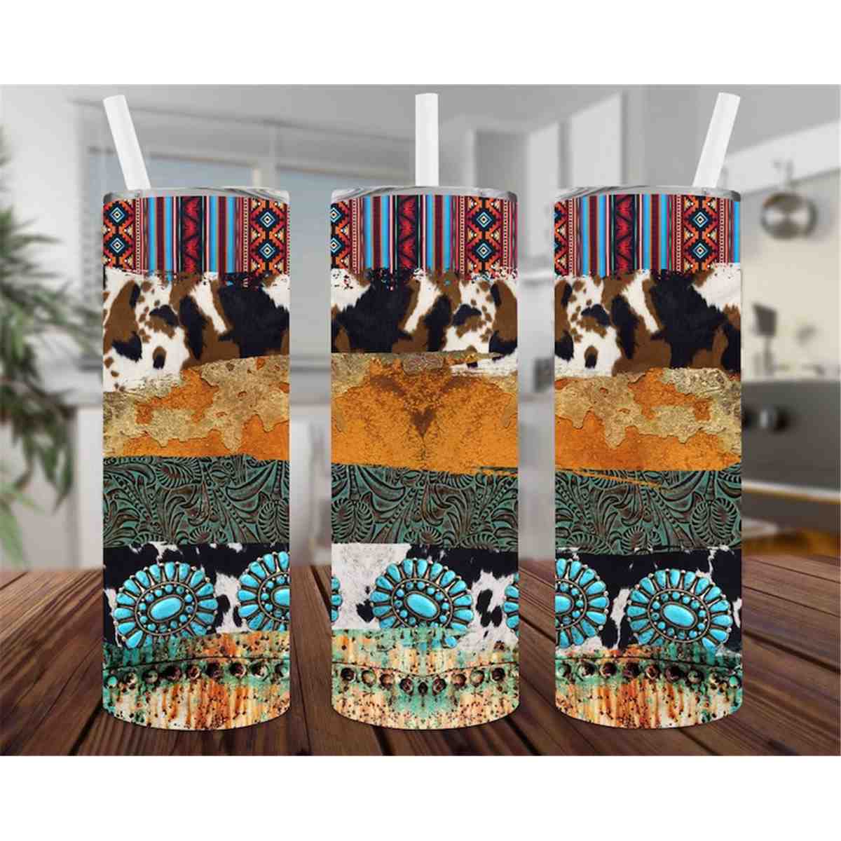 Tumbler Western Brush Strokes Png, 20oz Skinny Tumbler Subli Inspire