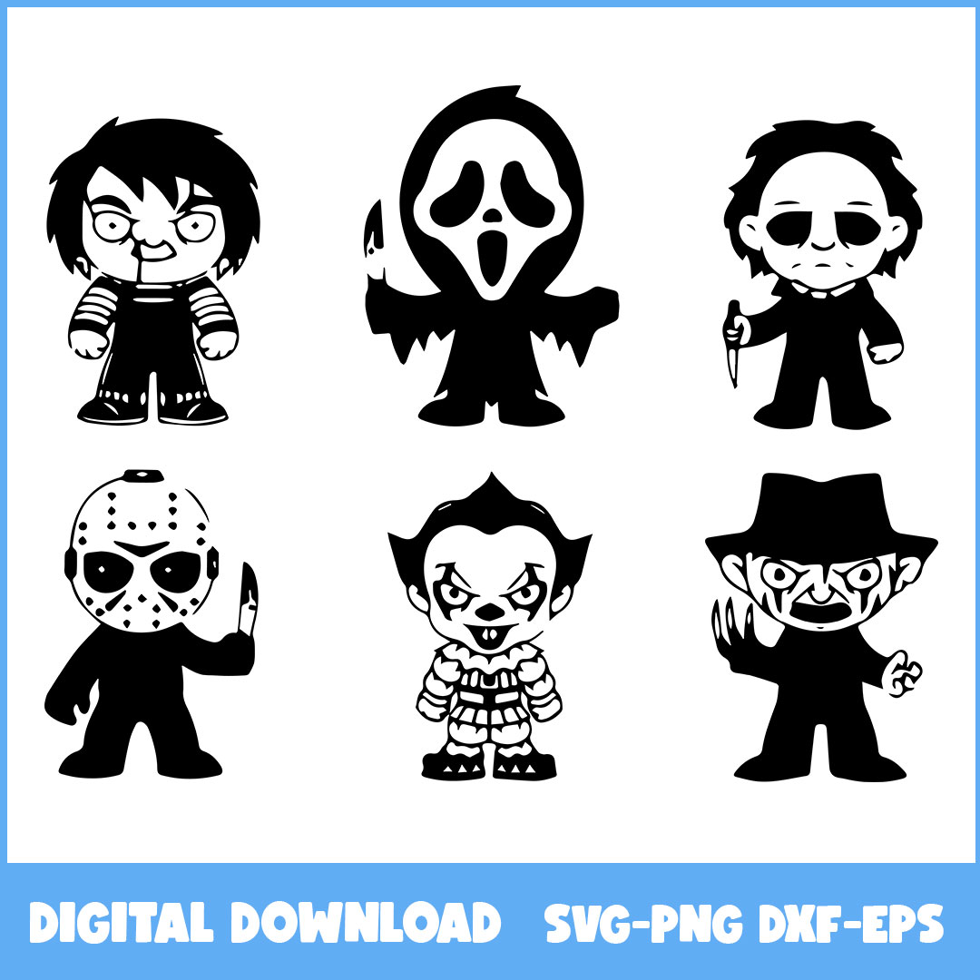 Chibi Horror Movie Svg, Horror Movie Characters Svg, Horror Inspire