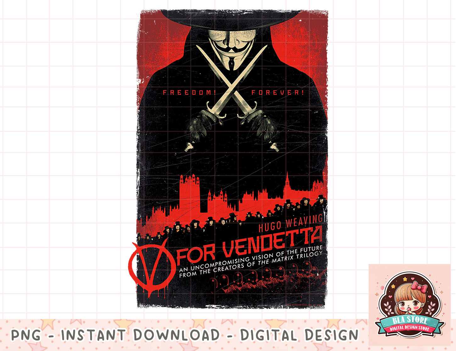V for Vendetta Poster png, instant download, digital print | Inspire Uplift