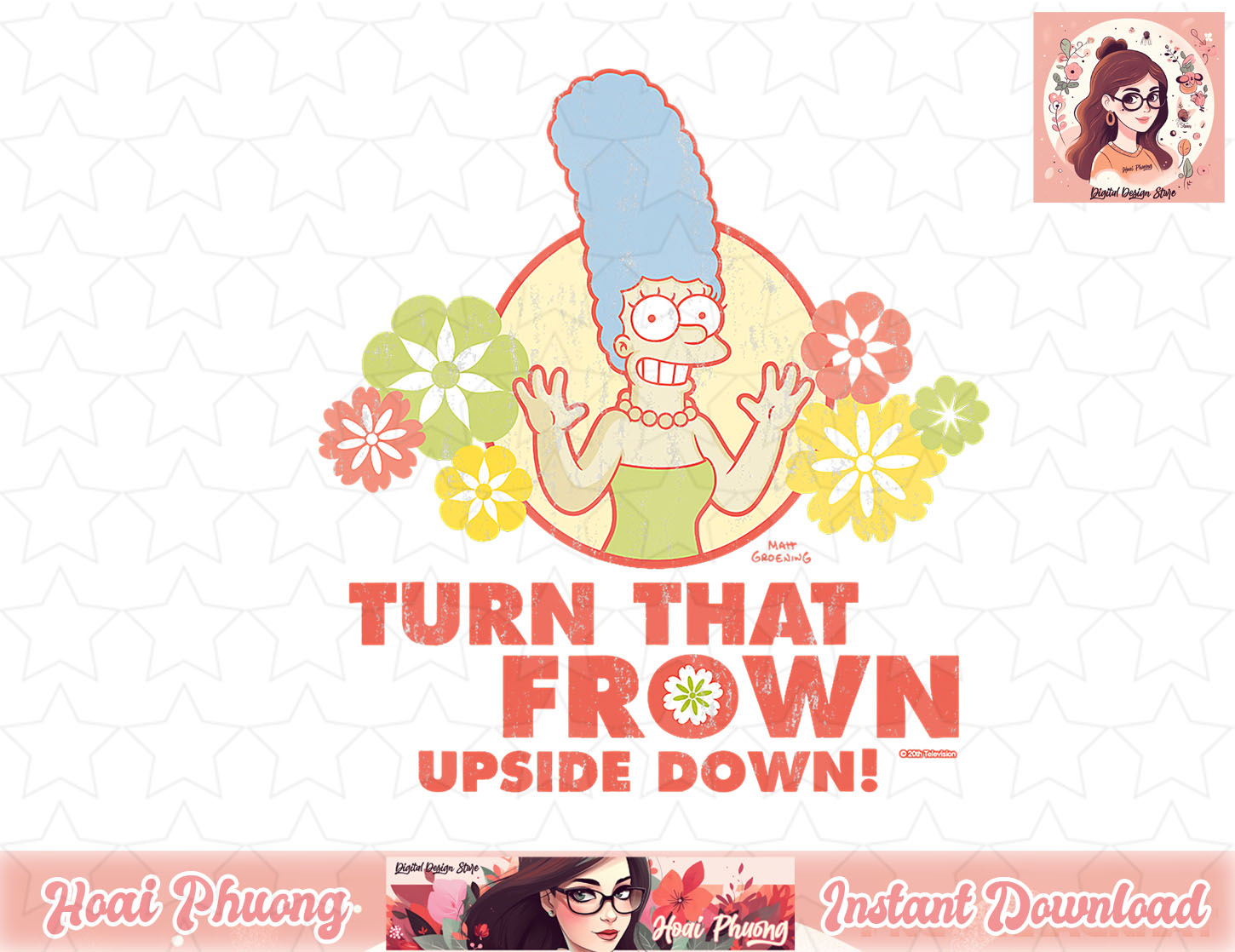 The Simpsons Marge Simpson Turn That Frown Upside Down Retro - Inspire ...