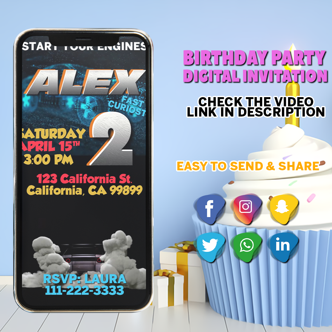 2 Fast 2 Curious Birthday Invitation, Second Birthday Invita | Inspire