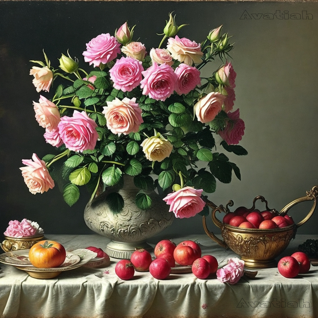 Still Life With Roses Exquisite Digital Painting Still Life with Roses: Elevate Yo | Inspire ...