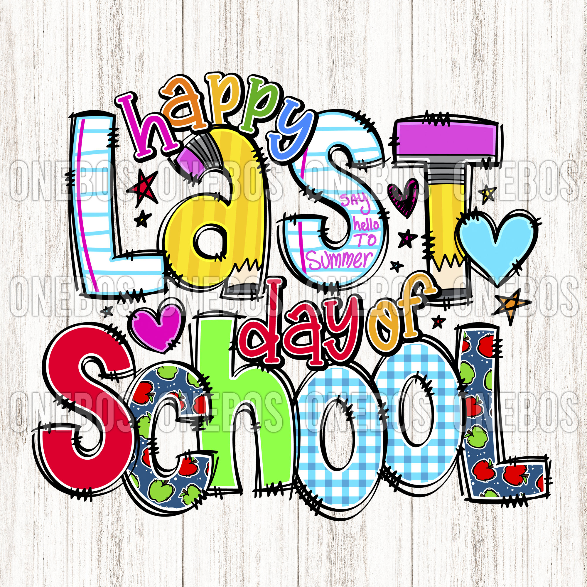 Doodle Happy Last Day of School PNG Digital Design, School C | Inspire ...
