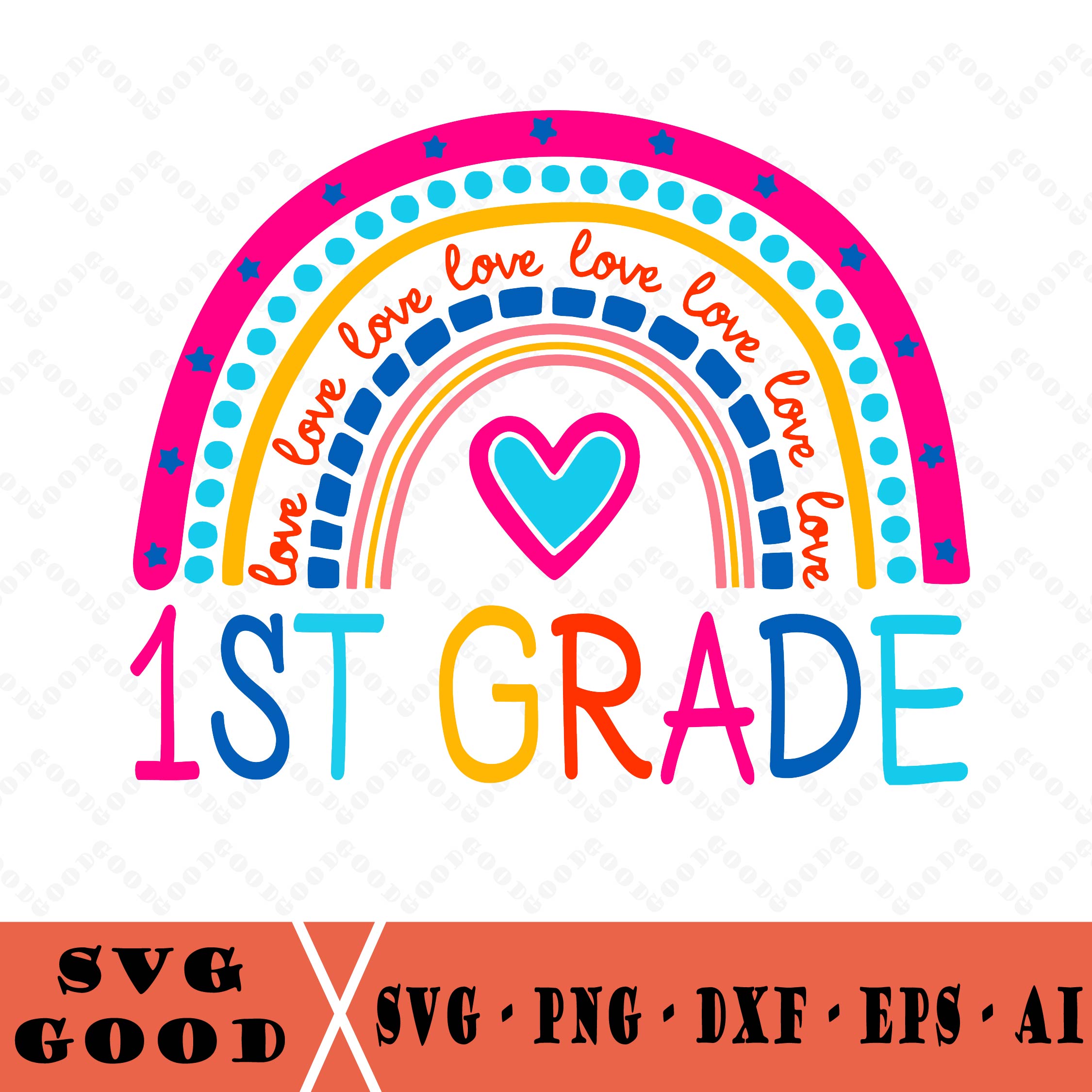 Hello First Grade Rainbow Svg -1st Grade Svg - Back To Schoo | Inspire ...