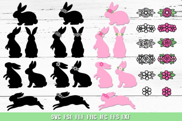 Easter Bunny Silhouette Bundle SVG | Inspire Uplift