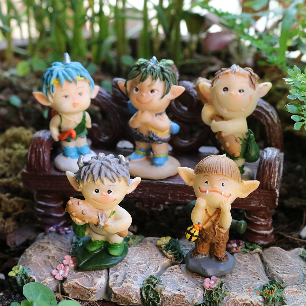 Mini Machine Elves Set of 5 Miniature Garden Mini Elves Resin | Inspire Uplift