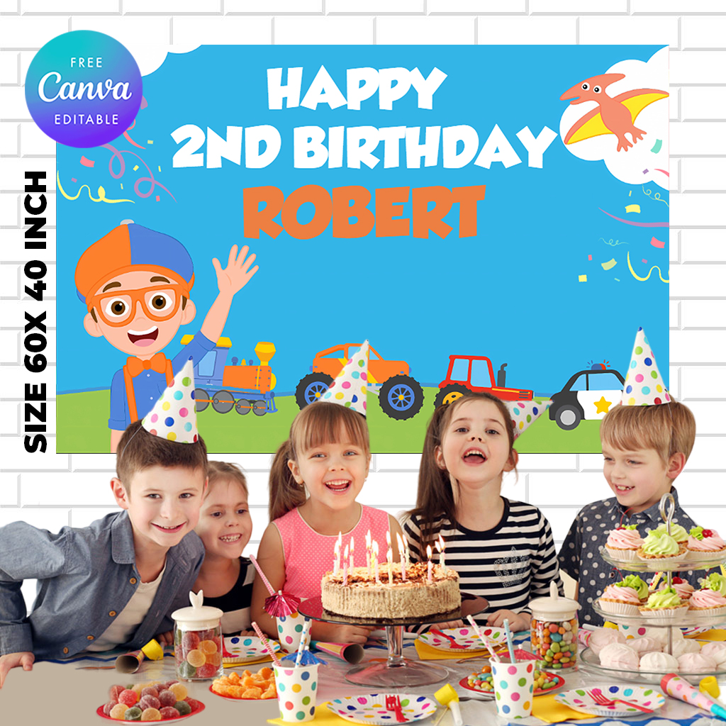 Blippi Birthday Backdrop template, Blippi Birthday Themed Bi - Inspire