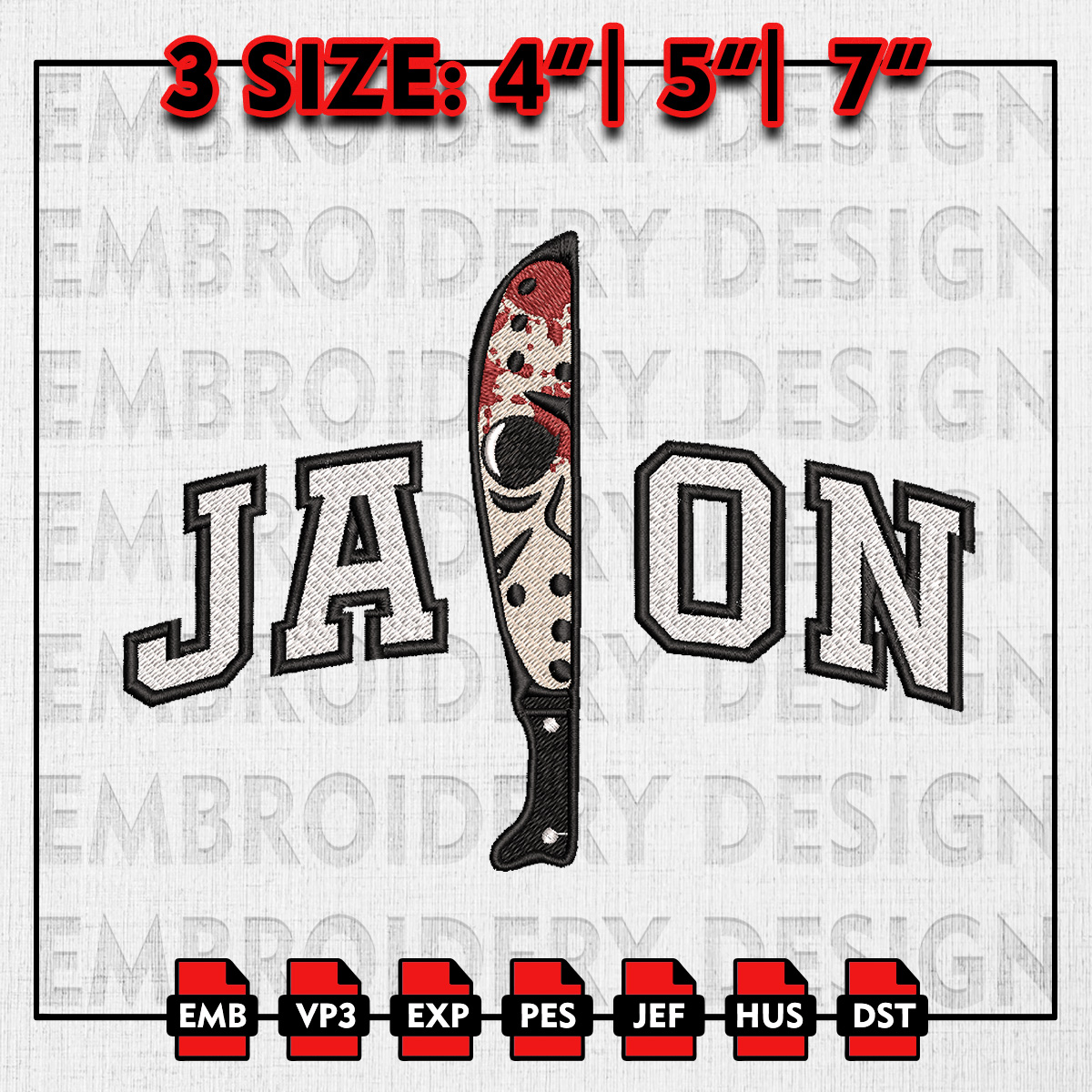 Jason Voorhees In Knife Embroidery files, Horror Characters - Inspire ...