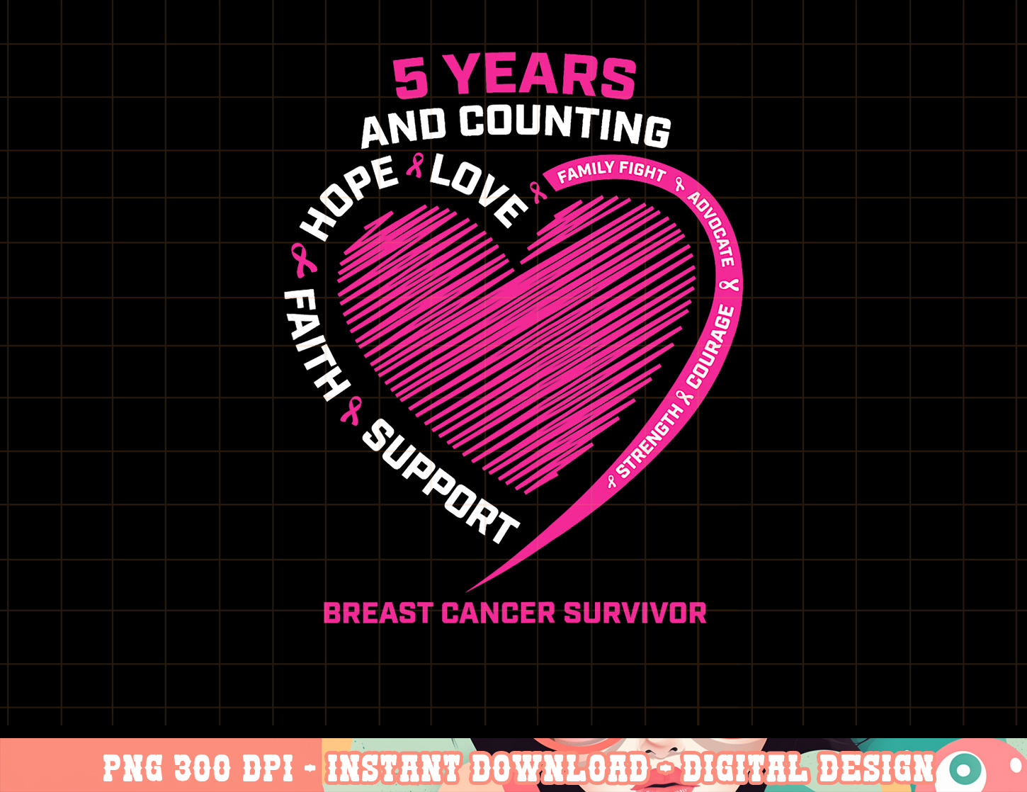 5 Years Cancer Free Gifts Women Pink Breast Cancer Survivor Inspire