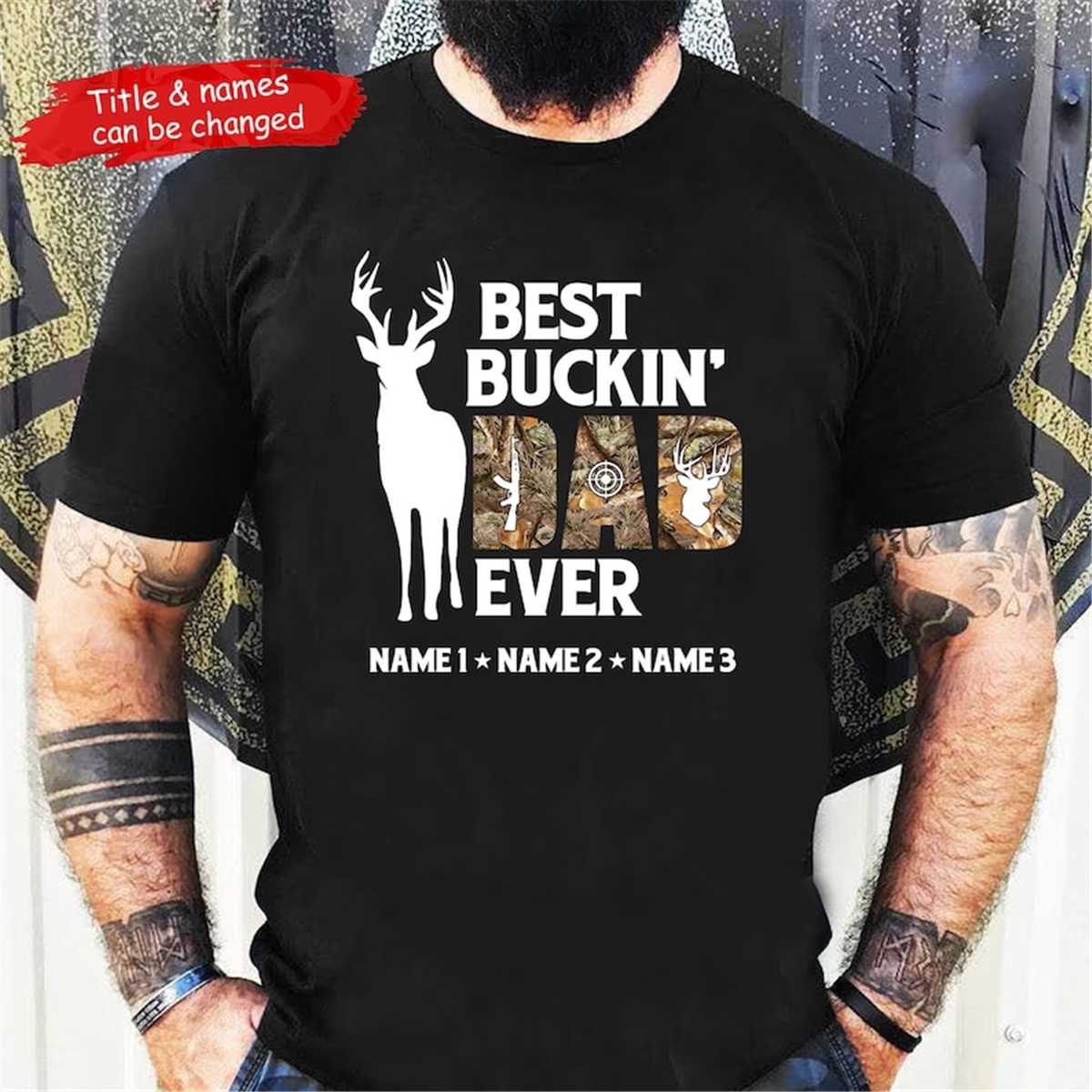 Hunting Dad Best Buckin' Dad Ever Shirt, New Dad Shirt, Daddy Deer Shirt,  Father's Gift For Father, image size:1200x1200