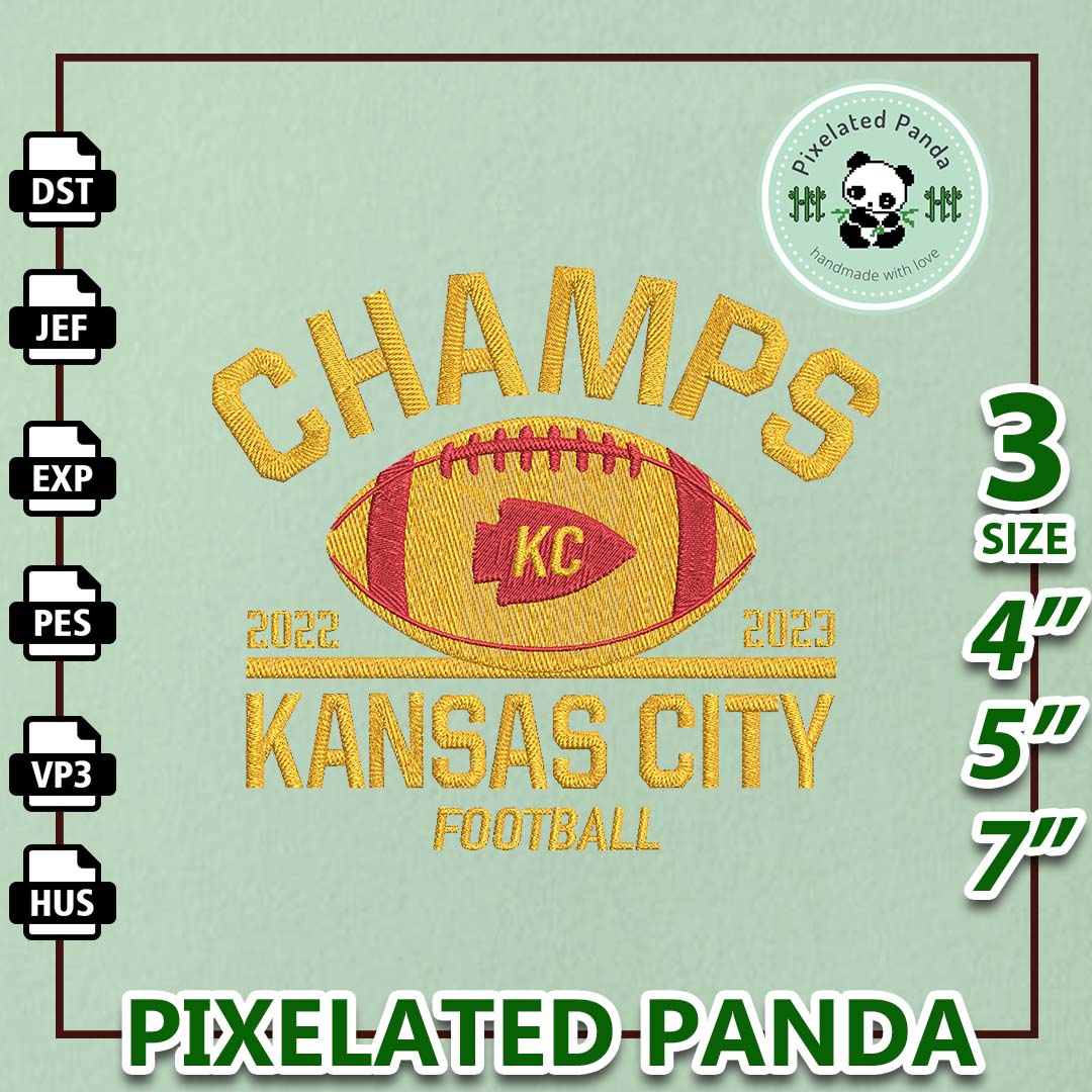 Kansas City Champion Football Logo Embroidery Design, NFL Ka Inspire