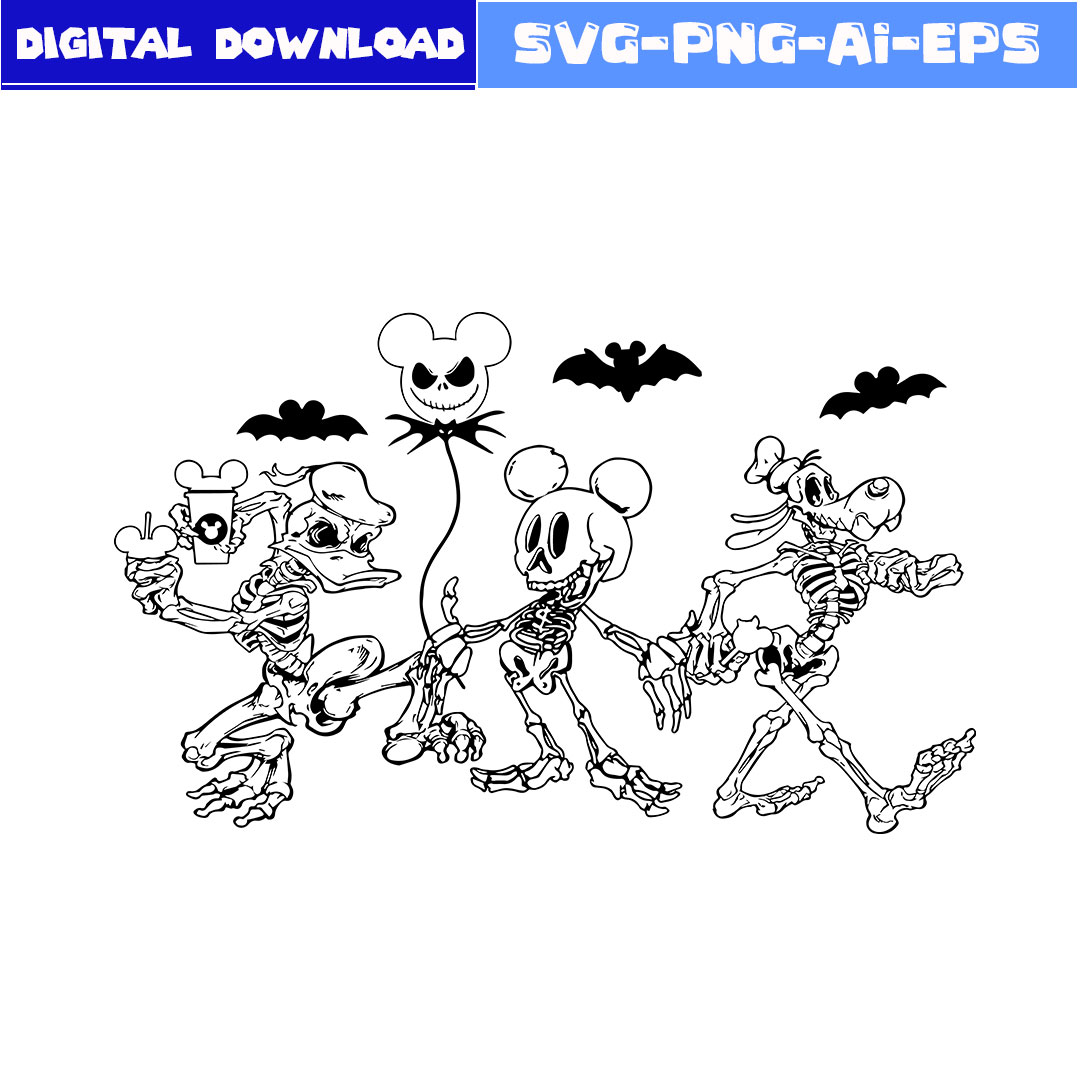 Disney Mickey Skeleton Halloween Svg, Mickey Mouse Svg, Disn | Inspire