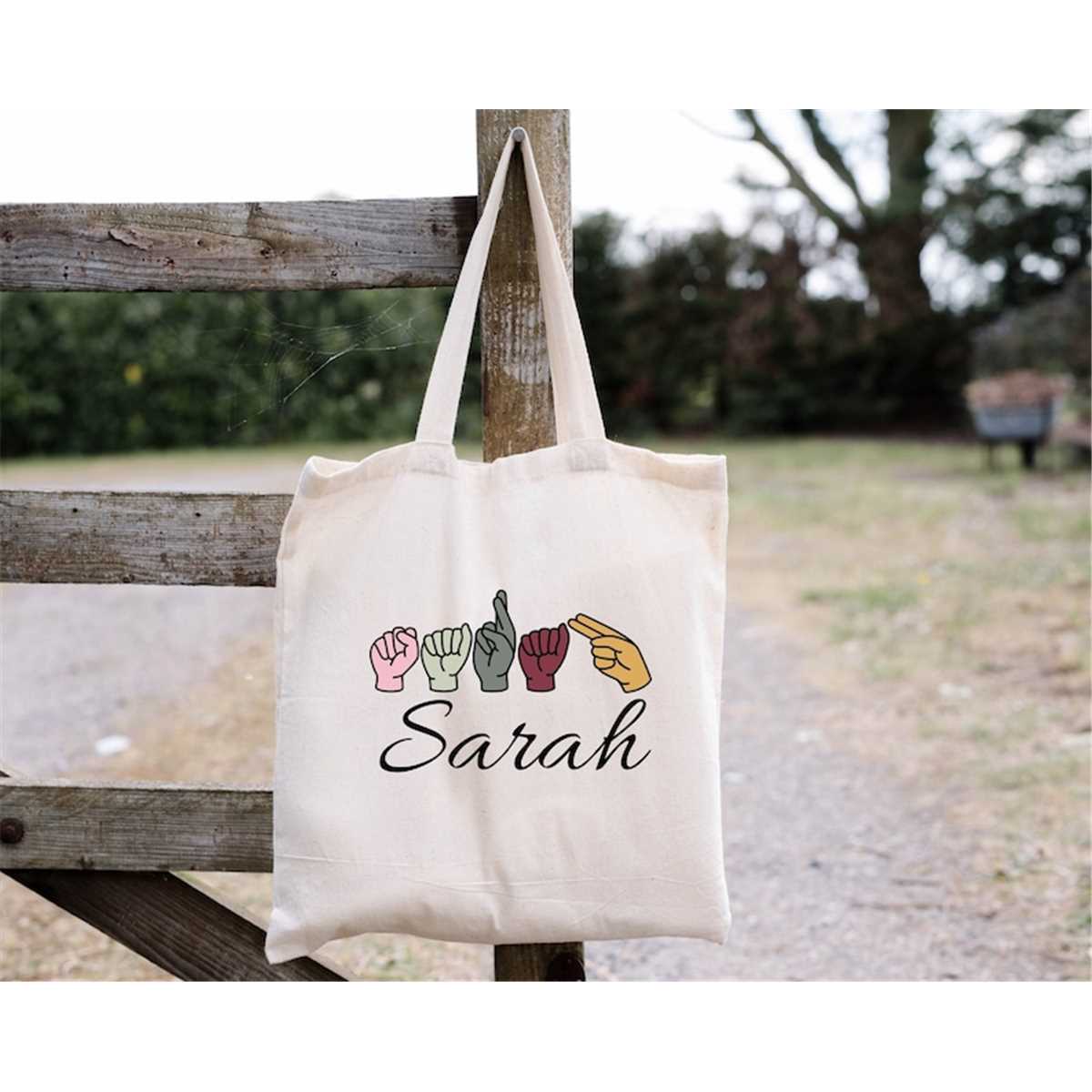 ASL Tote Bag, ASL Gift, ASL Teacher, American Sign Language, Inspire
