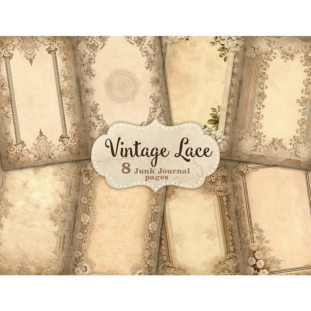 Vintage Lace Junk Journal Page | Aged Digital Paper | Inspire Uplift