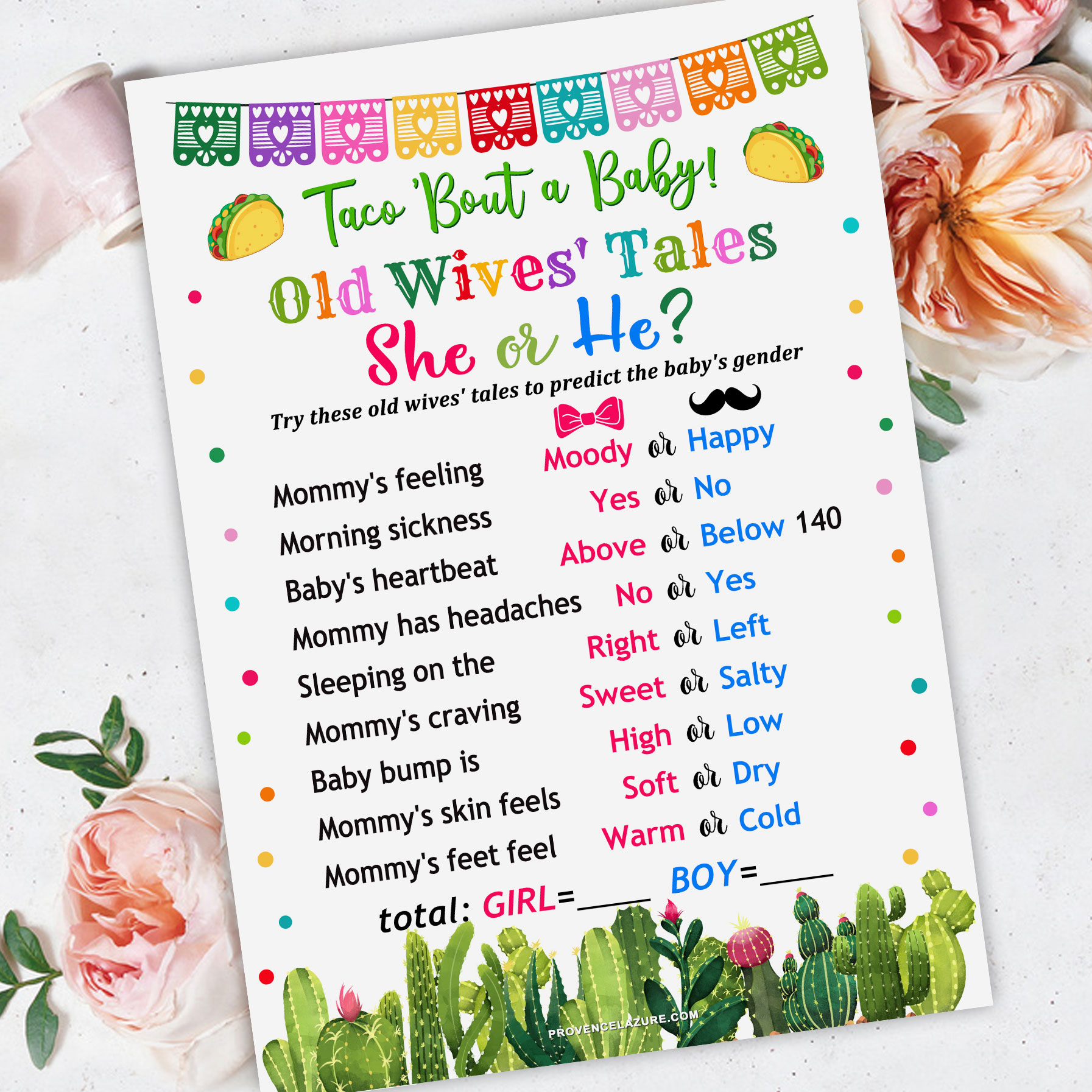 Old Wives Tales Game Taco Bout Baby Shower Gender Reveal Inspire Uplift
