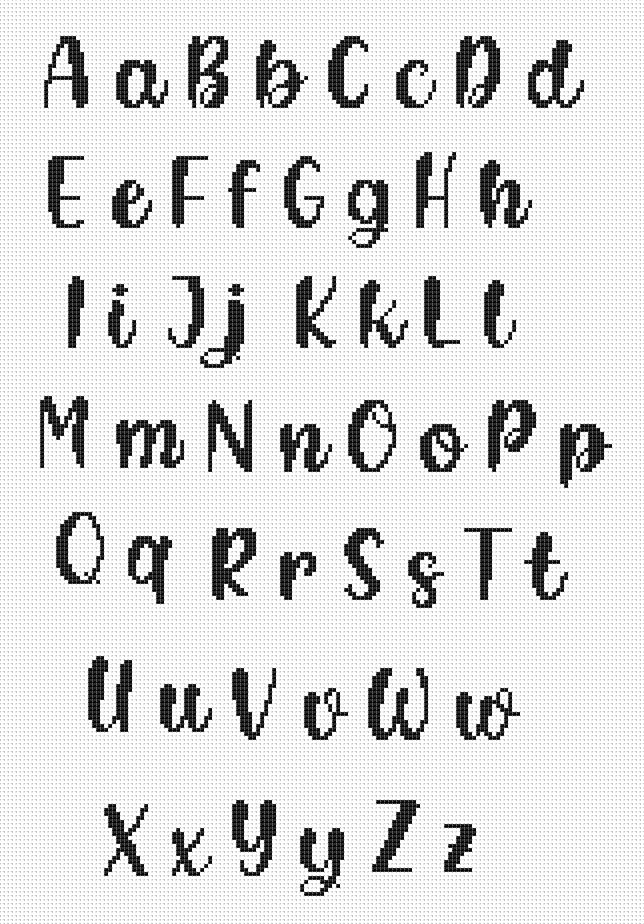 Handwriting Alphabet Cross Stitch Pattern PDF, Written Font | Inspire Uplift handwriting-alphabet-cross-stitch-pattern-pdf-written-font-inspire-uplift