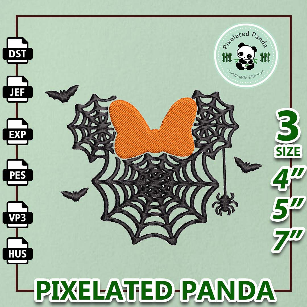 Cartoon Mouse Spider Web Embroidery Design, Happy Halloween | Inspire ...