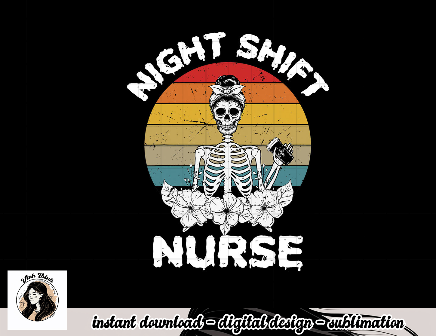 Funny Night Shift Nurse Skeleton Halloween RN Nurses Women p | Inspire ...