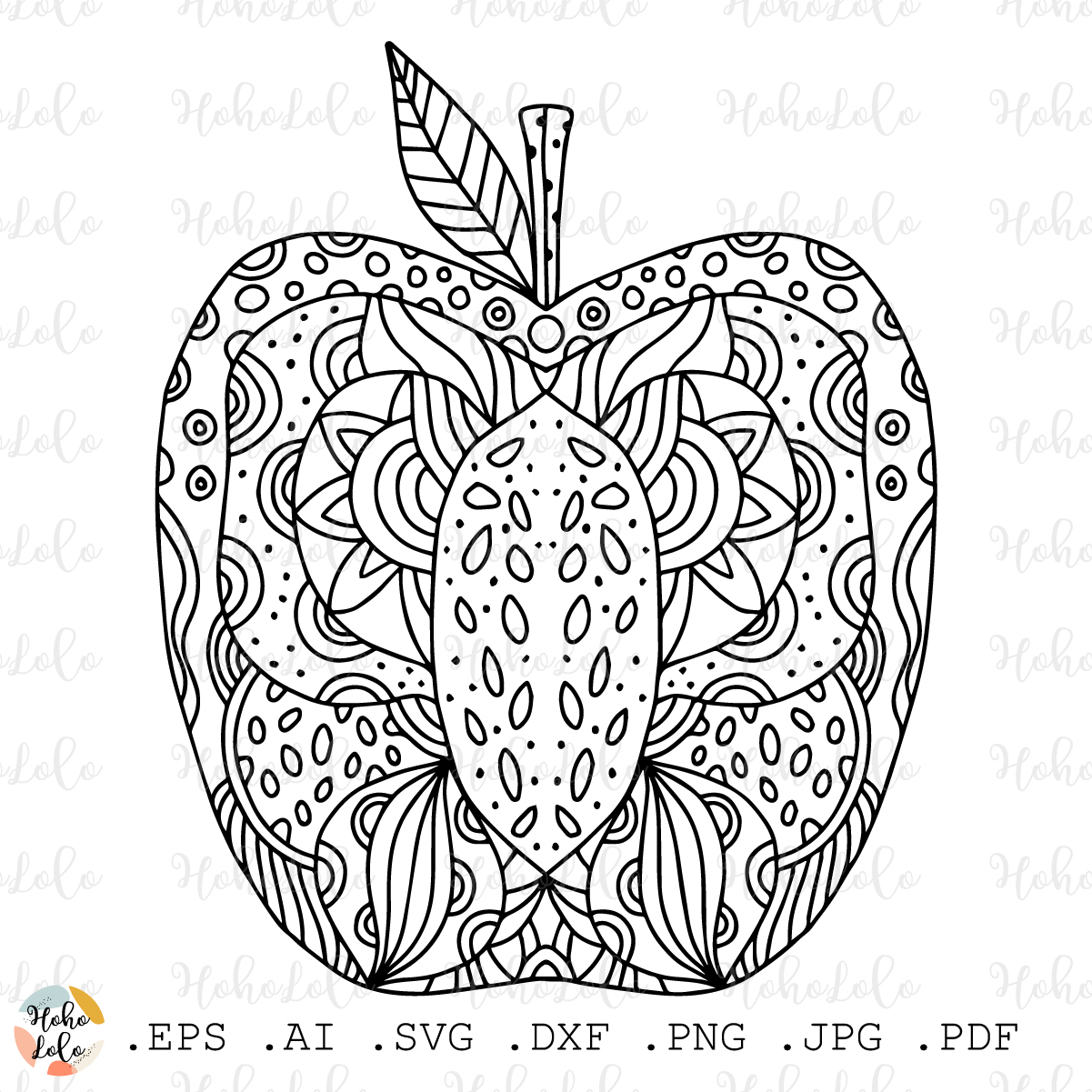 Apple Coloring Page Pdf Printable, Line Art Clipart Png, App - Inspire ...