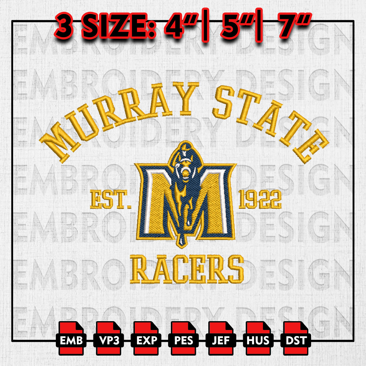 Murray State Racers Embroidery files, NCAA Embroidery Design | Inspire ...