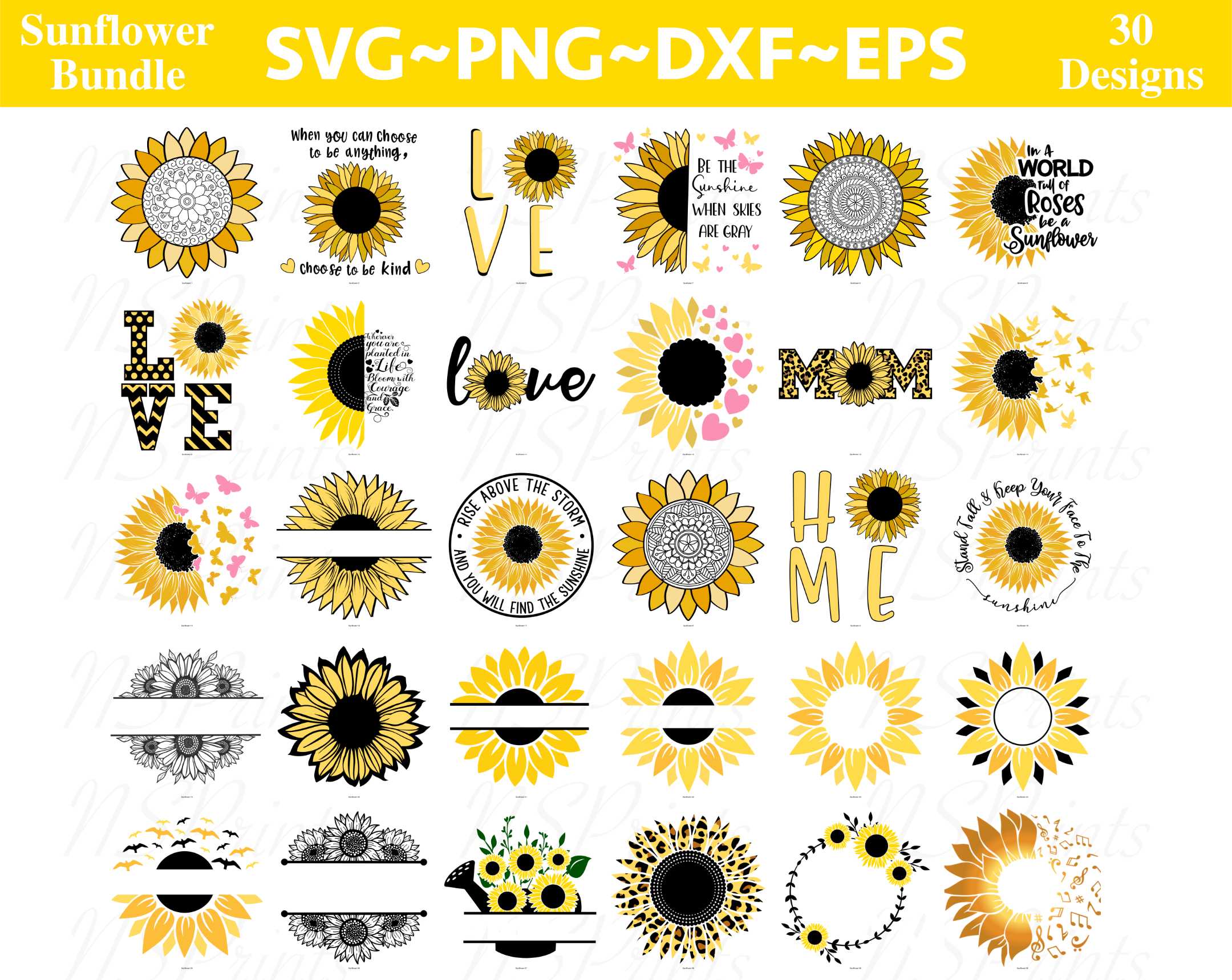 Sunflower SVG Bundle, Sunflower SVG, Flower Svg, Monogram Sv | Inspire ...
