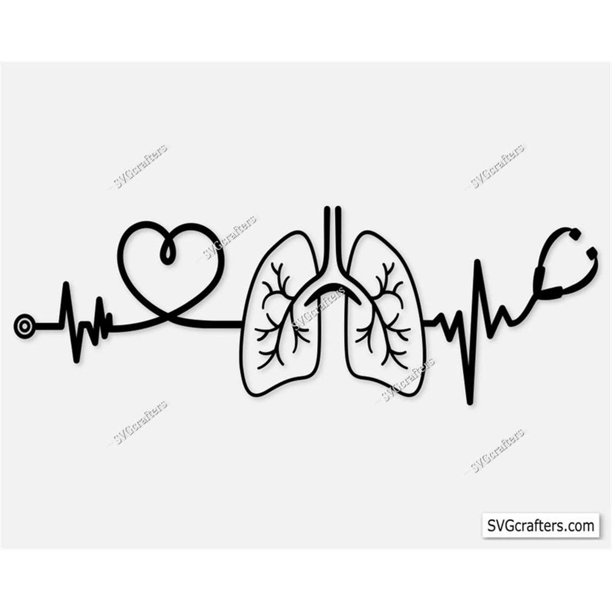 Heart Stethoscope Lungs Heartbeat Svg, Lungs Svg, Dialysis P Inspire