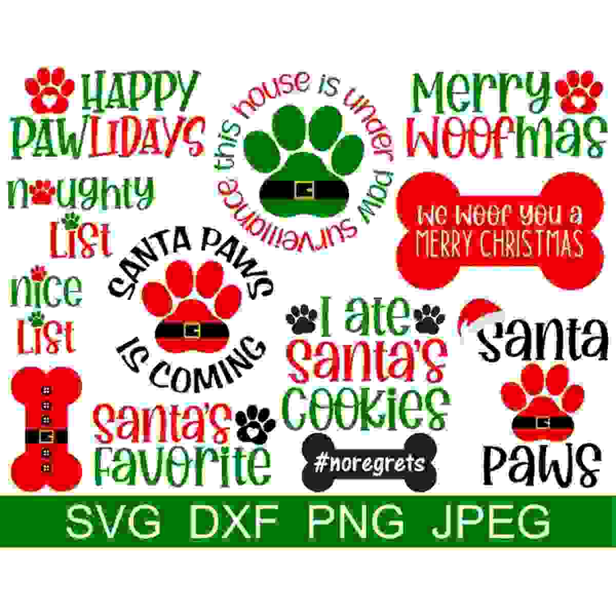 Santa Paws SVG Bundle, Christmas Dog SVG, Pawlidays, Digital - Inspire ...