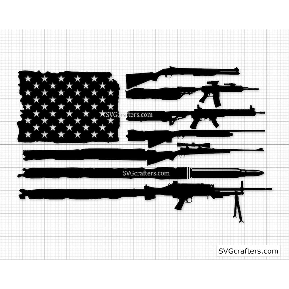 American Gun Flag Svg Png 24.5 inch. by 48.5 inchs, Rifle fl - Inspire ...