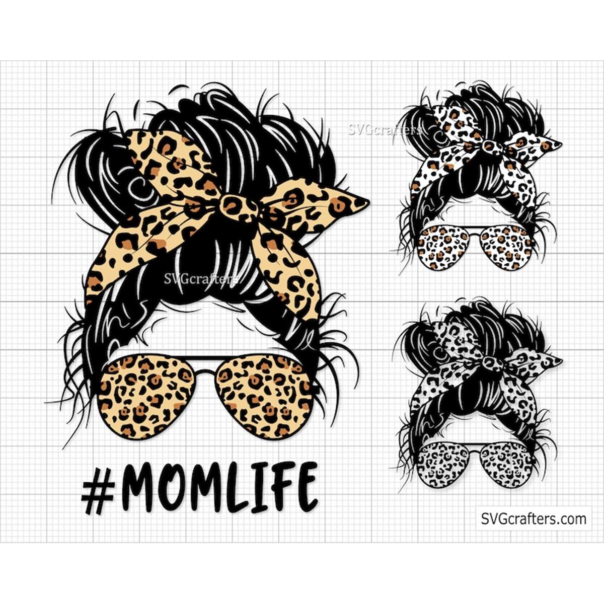 Messy bun svg messy bun with glasses svg momlife svg m inspire uplift