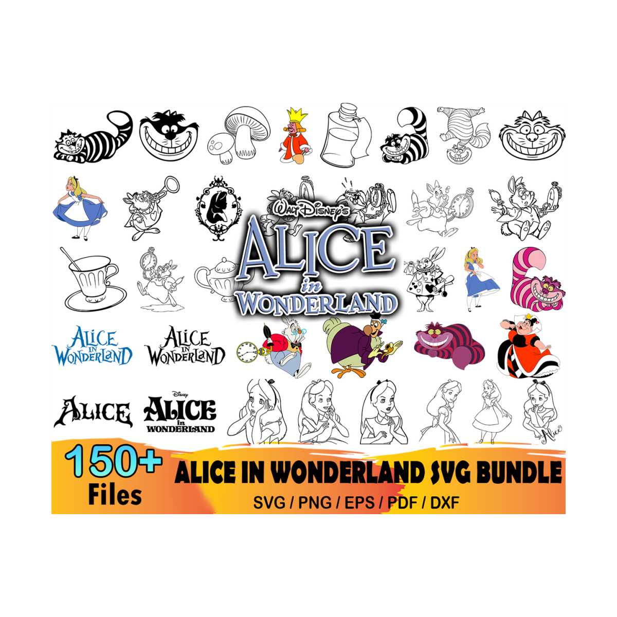 150 Alice In Wonderland Svg Bundle, Disney Svg, png | Inspire Uplift