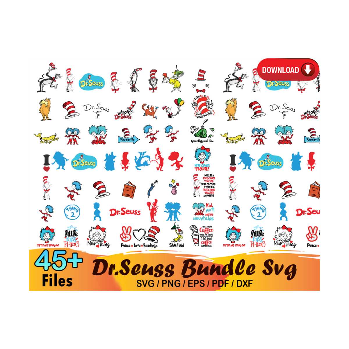 45 Dr Seuss Bundle Svg, Cat In The Hat Svg, Dr Seuss Quotes | Inspire ...
