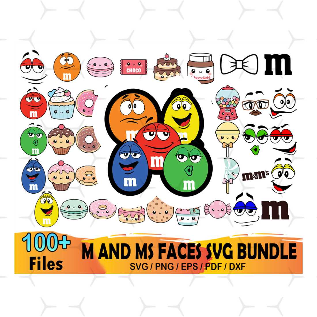 100 M And Ms Faces Svg Bundle, M And M Svg, MM Logo Svg | Inspire Uplift
