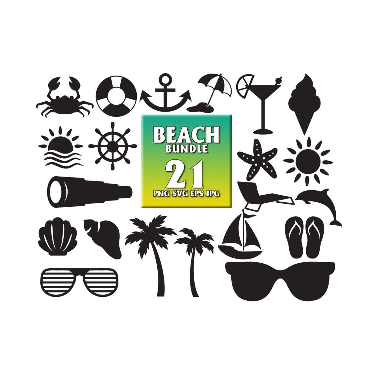 21 Files Beach Bundle Svg, Beach Svg, Summer Svg, Palm Tree - Inspire ...