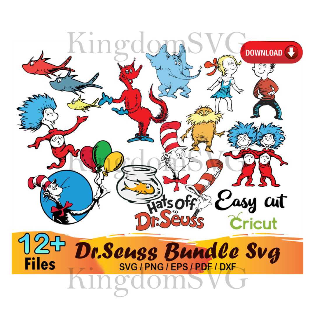 12 Dr Seuss Bundle Svg, Dr Seuss Svg, Cat In The Hat Svg | Inspire Uplift
