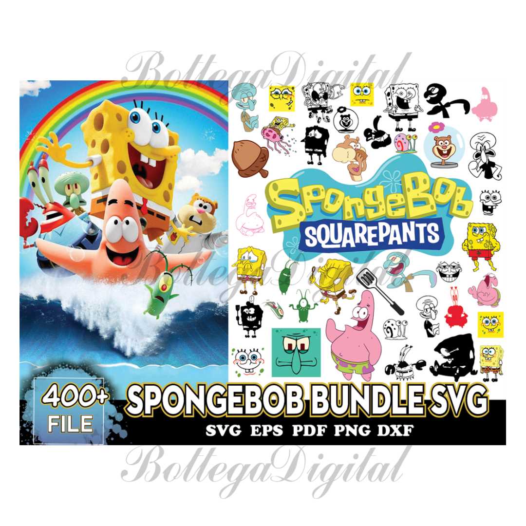 400 Files Spongebob Bundle Svg, Cartoon Svg | Inspire Uplift