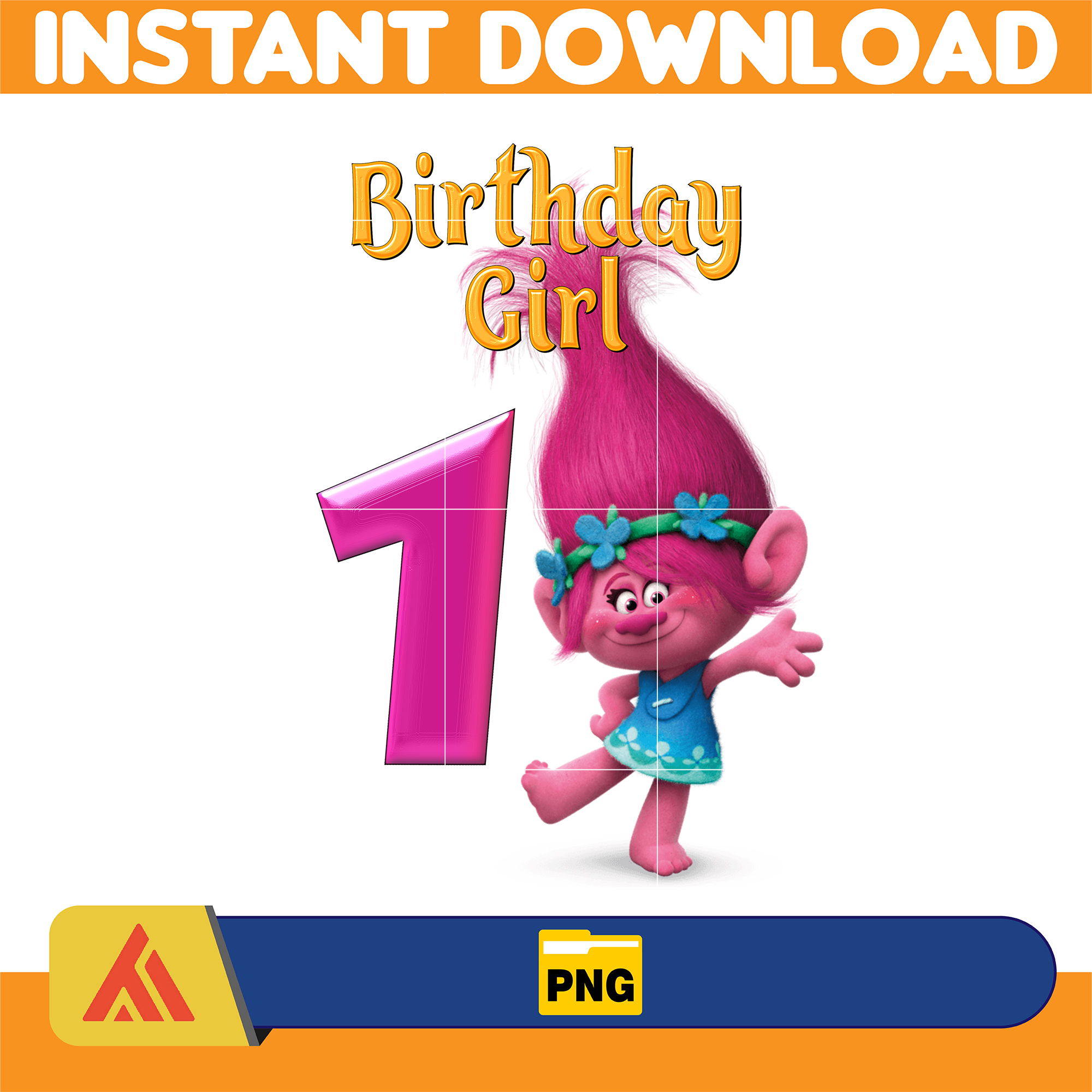 Custom Name Age Birthday Girl PNG, Trolls PNG, Trolls Digita - Inspire