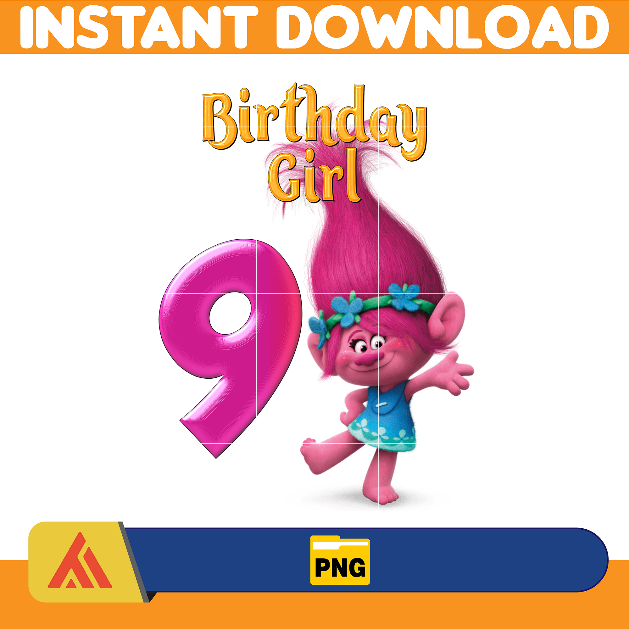 Custom Name Age Birthday Girl PNG, Trolls PNG, Trolls Digita - Inspire