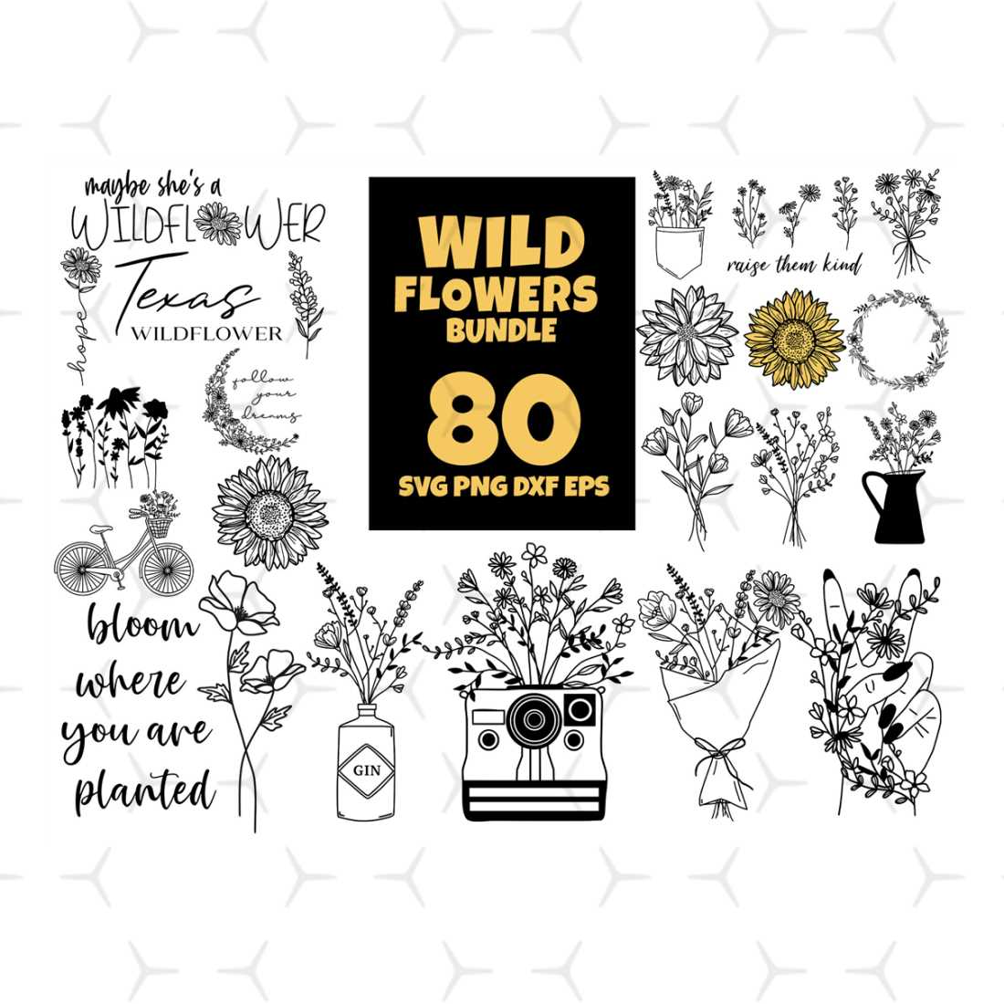 80 Files Wild Flowers Bundle Svg, Trending Svg, Flowers Svg, | Inspire ...