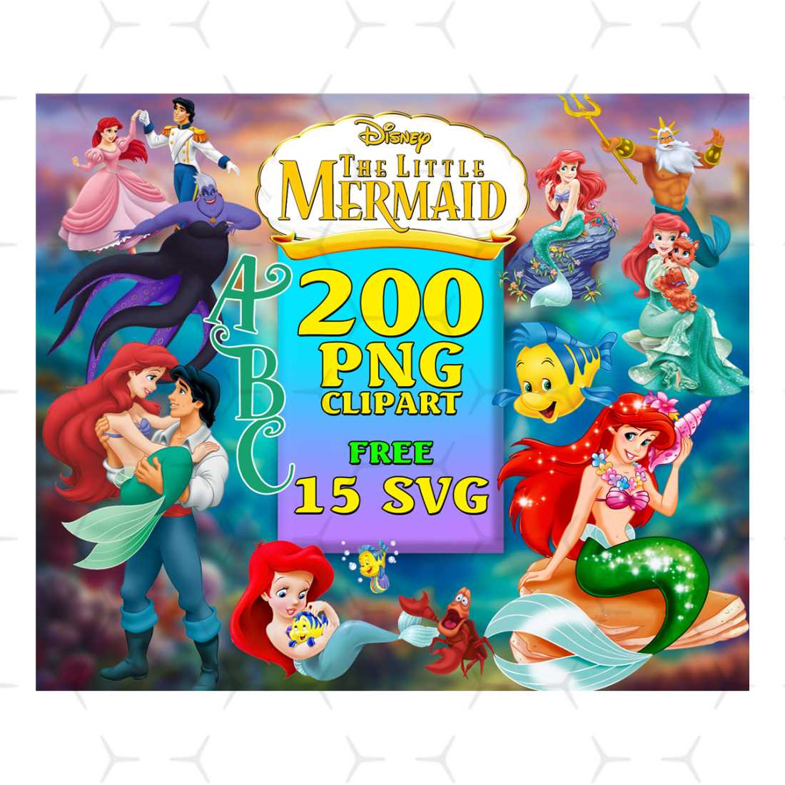 200 Little Mermaid Clipart Png, Ariel Png, Princess Bundle, | Inspire ...