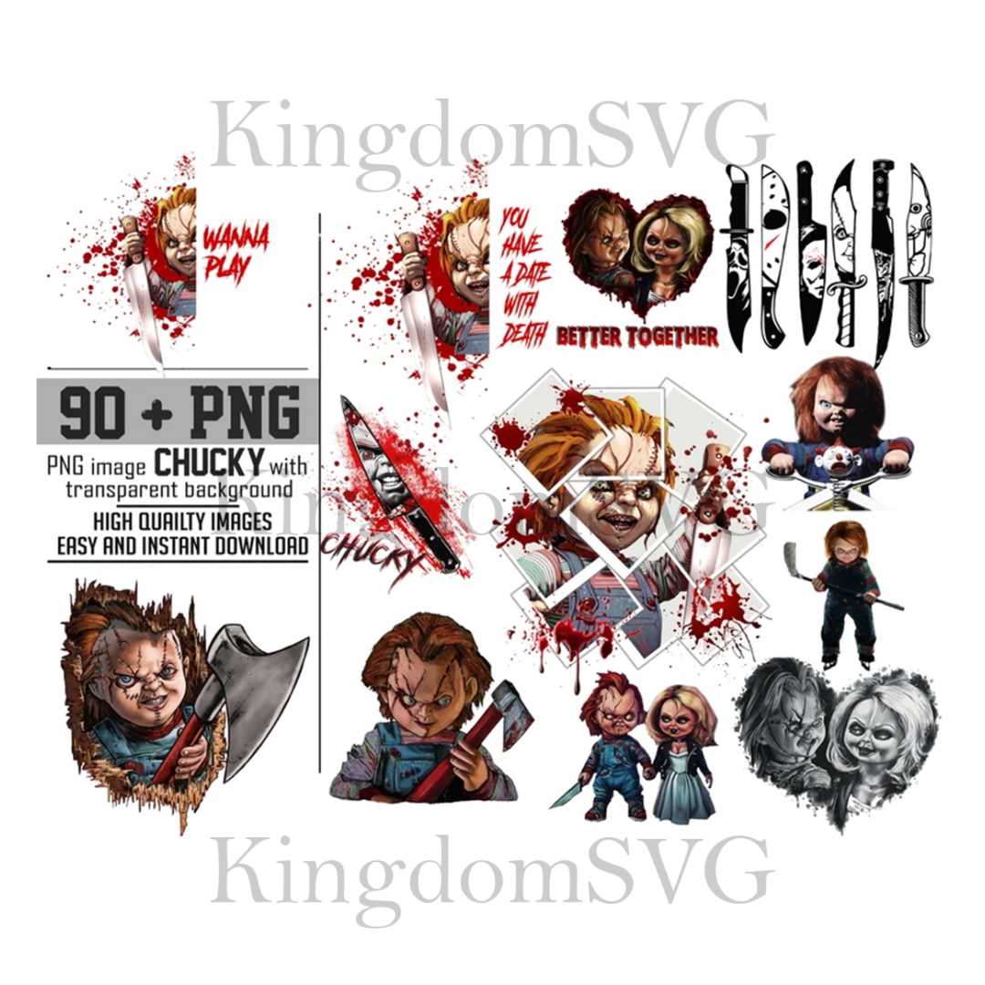90 Horror Chucky and matching patches bundle PNG - Inspire Uplift