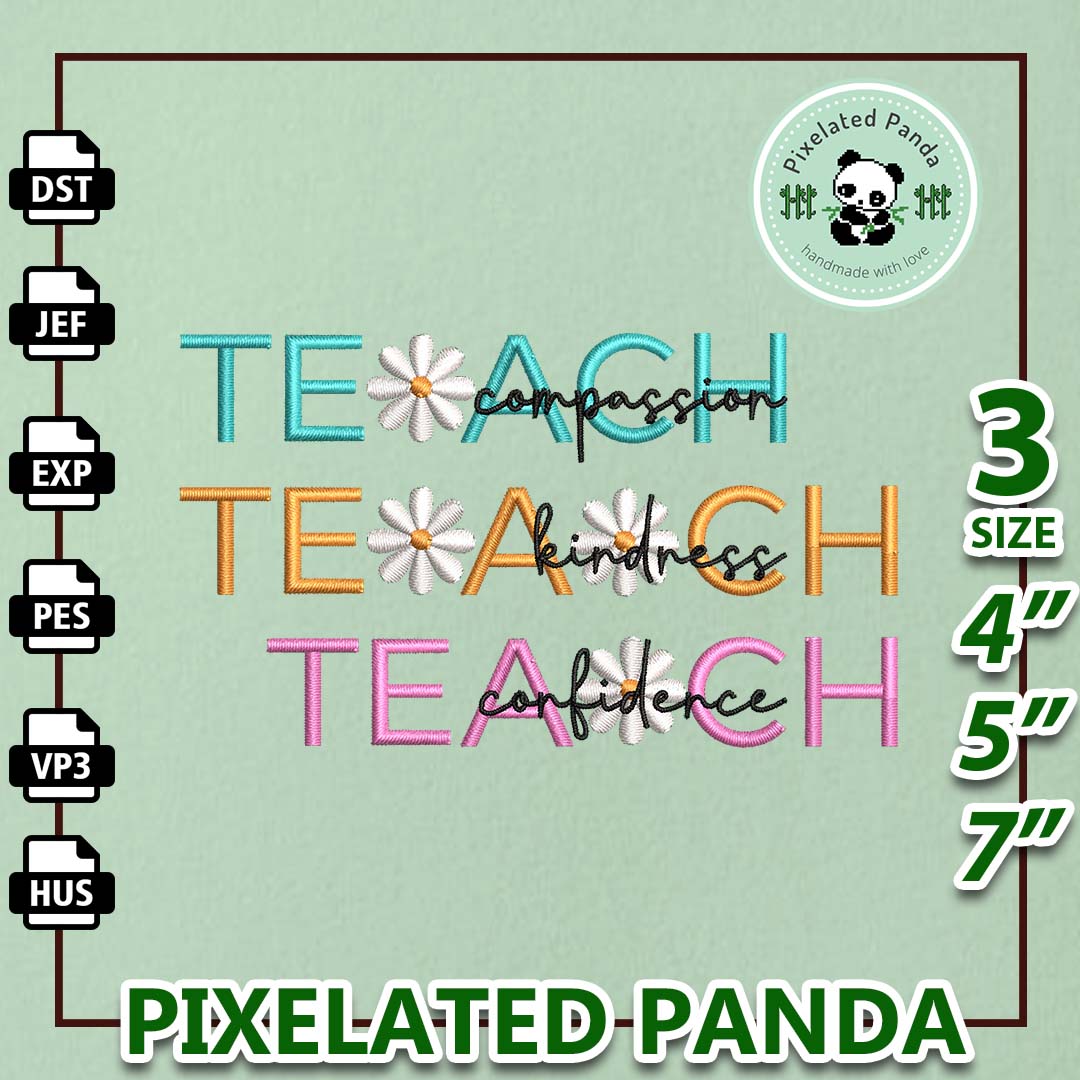 Teach Compassion Kindness Confidence Embroidery Designs, Bac | Inspire ...