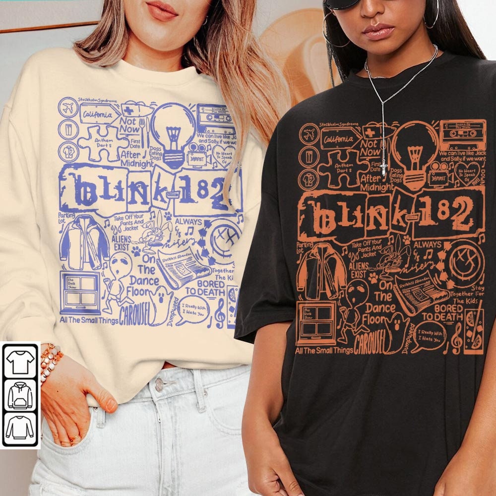 Blink 182 Doodle Art Shirt, Vintage Blink 182 Merch Album Ly - Inspire ...