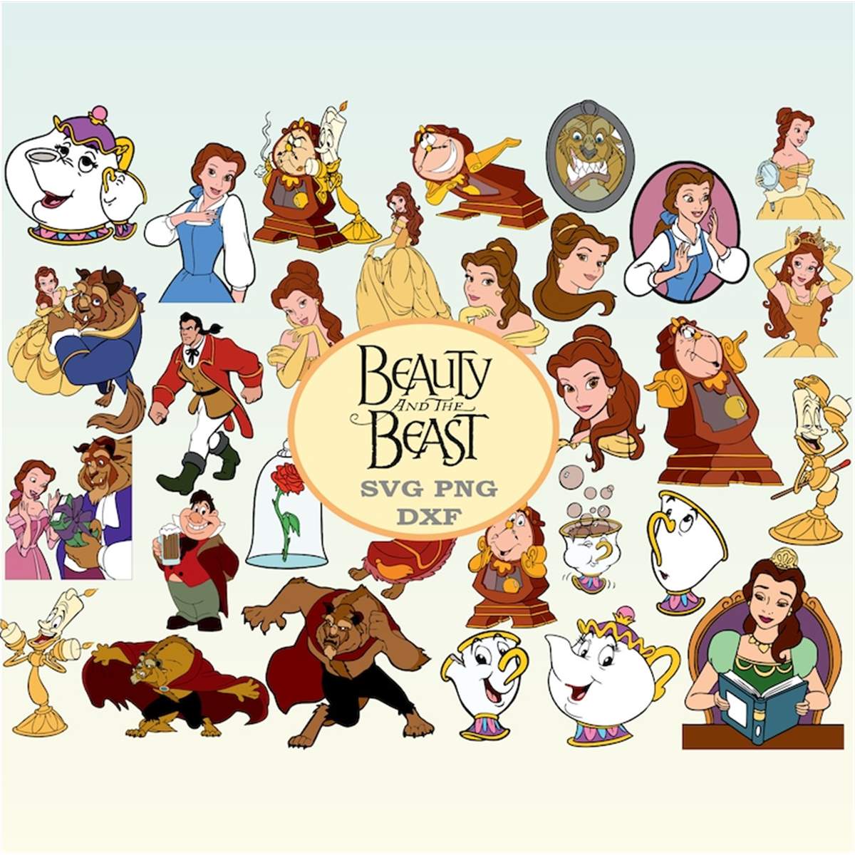 Beauty and the Beast Clipart SVG Belle Digital Download PNG - Inspire ...