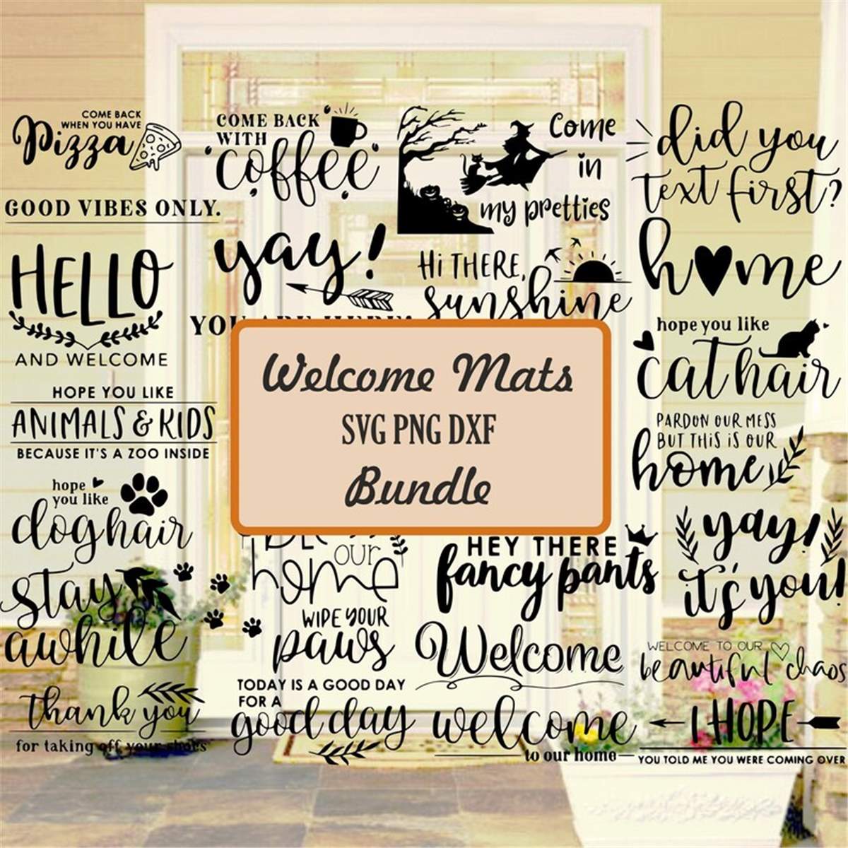 20 SVG PNG JPG DXf Instant Digital Download Welcome Mats Bun - Inspire ...